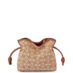 Loewe Women Mini Flamenco clutch in Anagram jacquard and calfskin 206XF310 Tan/Pecan