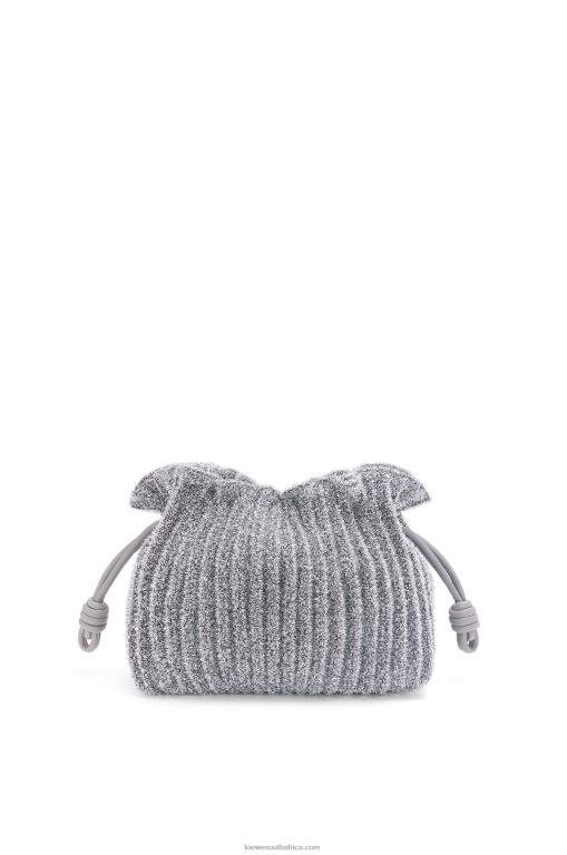 loewe_women_mini_flamenco_clutch_in_lurex_textile_206xf561_silver.jpg Loewe Women Mini Flamenco clutch in lurex textile 206XF561 Silver - Image 1