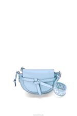 Loewe Women Mini Gate Dual bag in soft calfskin and jacquard 206XF194 Dusty Blue
