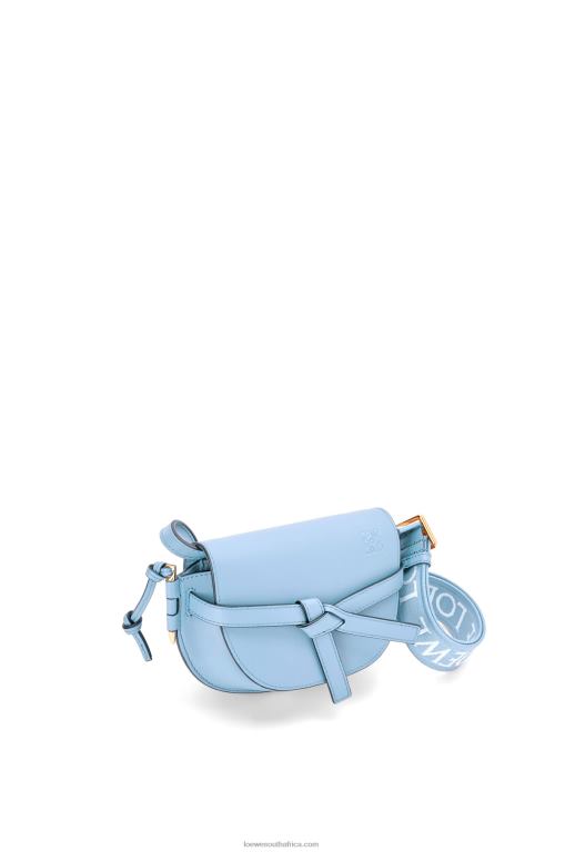 Loewe Women Mini Gate Dual bag in soft calfskin and jacquard 206XF194 Dusty Blue - Image 3