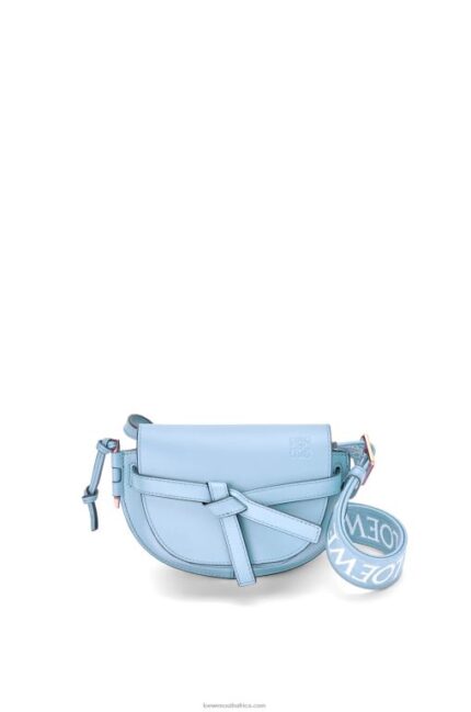 Loewe Women Mini Gate Dual bag in soft calfskin and jacquard 206XF194 Dusty Blue