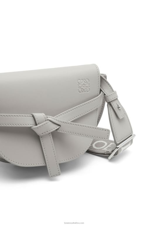 Loewe Women Mini Gate Dual bag in soft calfskin and jacquard 206XF195 Pearl Grey - Image 7