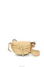 Loewe Women Mini Gate Dual bag in soft calfskin and jacquard 206XF209 Butter