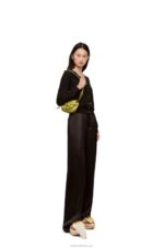 Loewe Women Mini Gate Dual bag in soft calfskin and jacquard 206XF210 Lime Yellow - Image 2