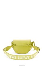 Loewe Women Mini Gate Dual bag in soft calfskin and jacquard 206XF210 Lime Yellow - Image 4