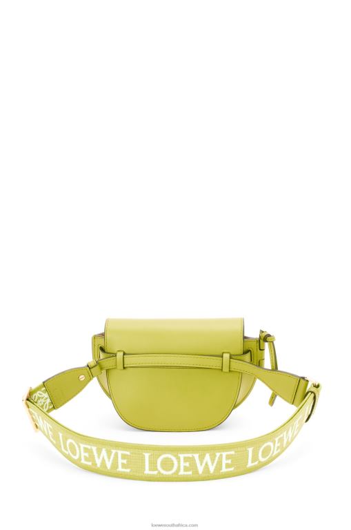 Loewe Women Mini Gate Dual bag in soft calfskin and jacquard 206XF210 Lime Yellow - Image 4