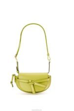 Loewe Women Mini Gate Dual bag in soft calfskin and jacquard 206XF210 Lime Yellow - Image 6