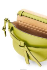 Loewe Women Mini Gate Dual bag in soft calfskin and jacquard 206XF210 Lime Yellow - Image 7