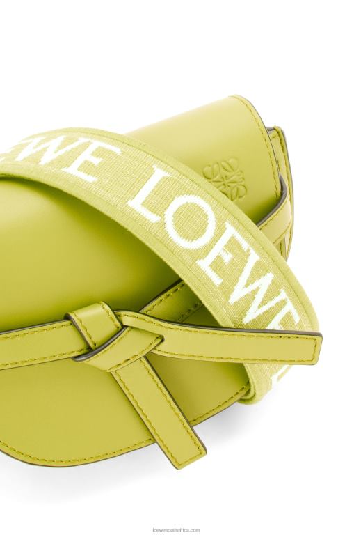 Loewe Women Mini Gate Dual bag in soft calfskin and jacquard 206XF210 Lime Yellow - Image 8