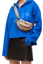 Loewe Women Mini Gate Dual bag in soft calfskin and jacquard 206XF218 Sand - Image 3
