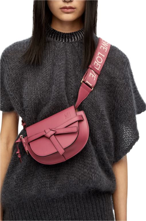 Loewe Women Mini Gate Dual bag in soft calfskin and jacquard 206XF265 Plumrose - Image 3