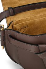 Loewe Women Mini Gate Dual bag in soft calfskin and jacquard 206XF319 Chocolate - Image 8