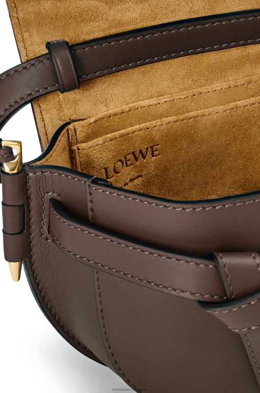 Loewe Women Mini Gate Dual bag in soft calfskin and jacquard 206XF319 Chocolate - Image 8