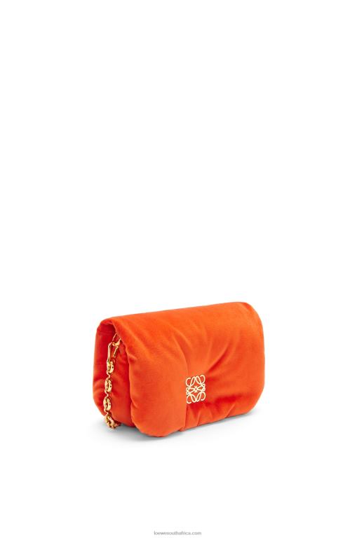 Loewe Women Mini Puffer Goya bag in velvet 206XF249 Coral Red - Image 2