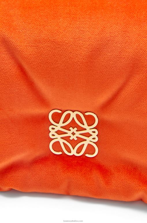 Loewe Women Mini Puffer Goya bag in velvet 206XF249 Coral Red - Image 7