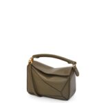 Loewe Women Mini Puzzle bag in classic calfskin 206XF202 Dark Khaki Green