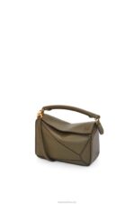 Loewe Women Mini Puzzle bag in classic calfskin 206XF202 Dark Khaki Green
