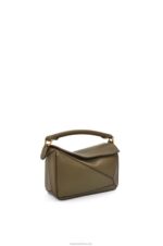 Loewe Women Mini Puzzle bag in classic calfskin 206XF202 Dark Khaki Green - Image 3