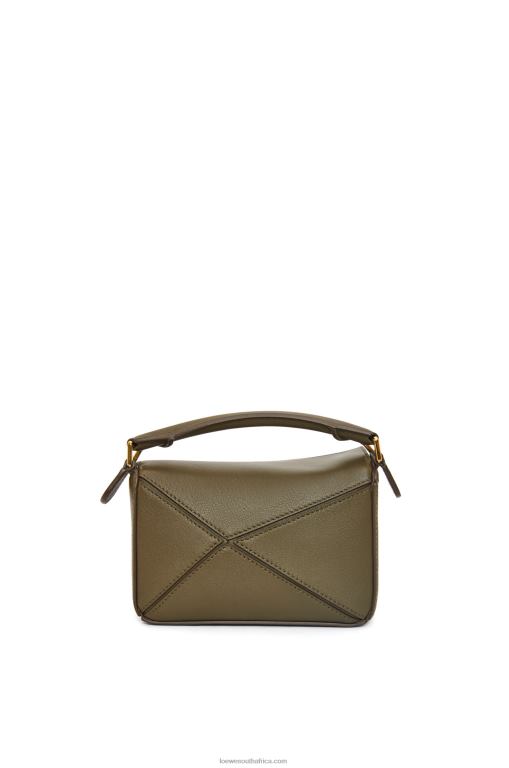 Loewe Women Mini Puzzle bag in classic calfskin 206XF202 Dark Khaki Green - Image 5