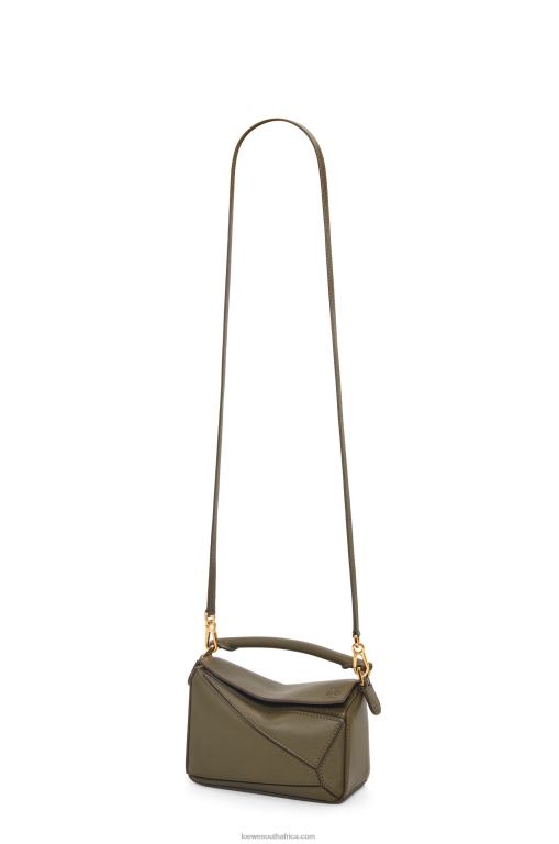 Loewe Women Mini Puzzle bag in classic calfskin 206XF202 Dark Khaki Green - Image 6