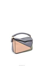Loewe Women Mini Puzzle bag in classic calfskin 206XF284 Asphalt Grey/Nude - Image 2