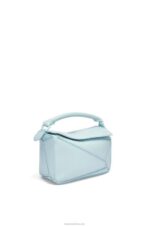 Loewe Women Mini Puzzle bag in satin calfskin 206XF264 Aquamarine - Image 3