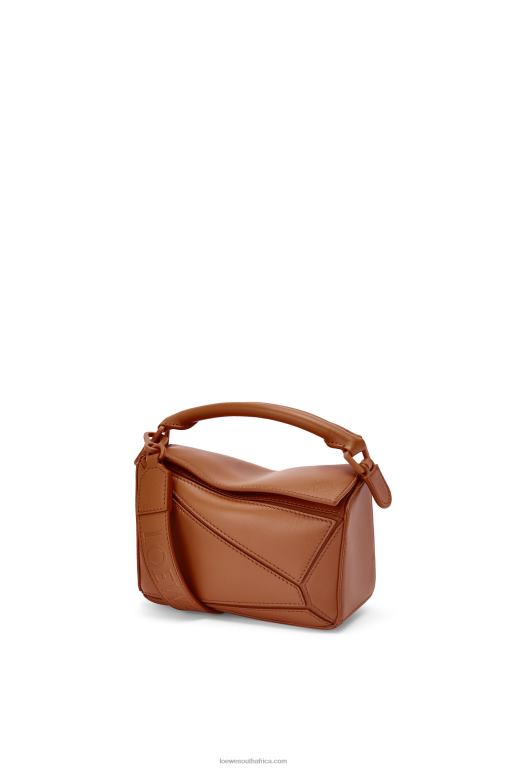 loewe_women_mini_puzzle_bag_in_satin_calfskin_206xf273_pecan.jpg Loewe Women Mini Puzzle bag in satin calfskin 206XF273 Pecan - Image 1
