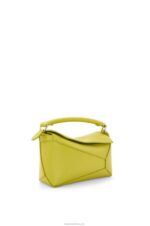 Loewe Women Mini Puzzle Edge bag in satin calfskin 206XF211 Lime Yellow - Image 2