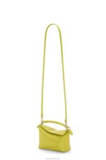 Loewe Women Mini Puzzle Edge bag in satin calfskin 206XF211 Lime Yellow - Image 5