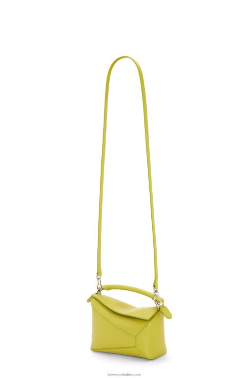 Loewe Women Mini Puzzle Edge bag in satin calfskin 206XF211 Lime Yellow - Image 5