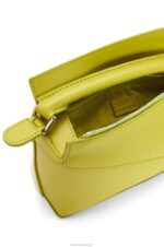 Loewe Women Mini Puzzle Edge bag in satin calfskin 206XF211 Lime Yellow - Image 6