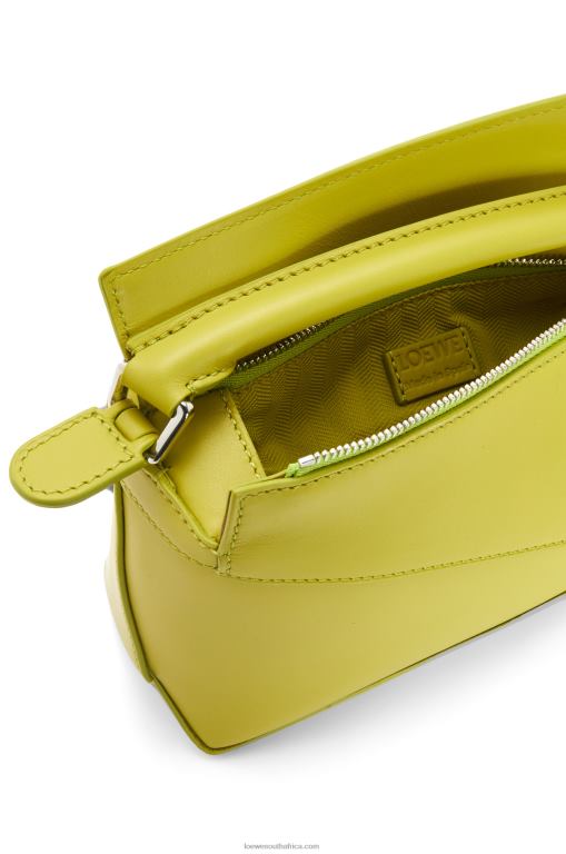 Loewe Women Mini Puzzle Edge bag in satin calfskin 206XF211 Lime Yellow - Image 6