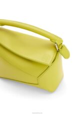 Loewe Women Mini Puzzle Edge bag in satin calfskin 206XF211 Lime Yellow - Image 7