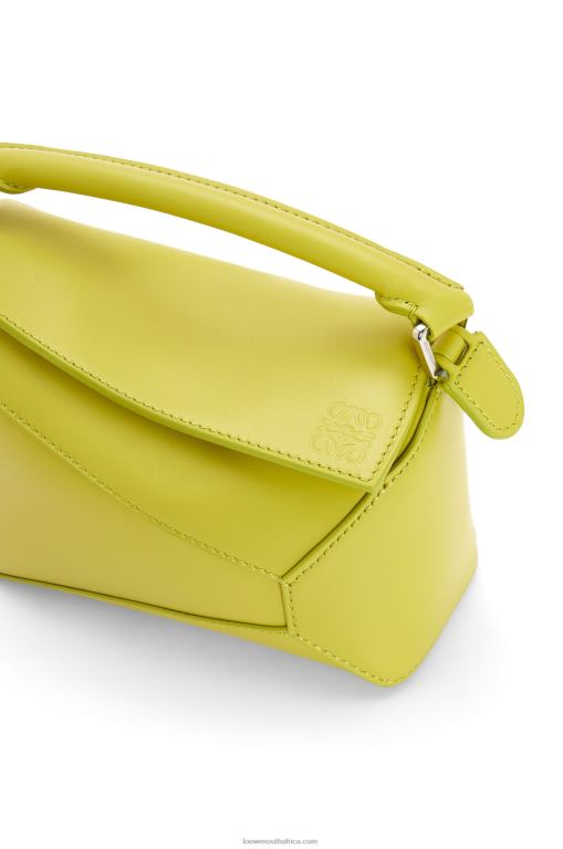 Loewe Women Mini Puzzle Edge bag in satin calfskin 206XF211 Lime Yellow - Image 7