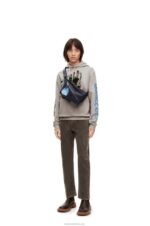Loewe Women Moving Castle embroidered hoodie in cotton 206XF840 Grey