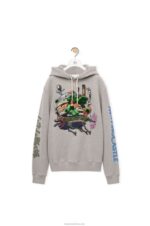 Loewe Women Moving Castle embroidered hoodie in cotton 206XF840 Grey - Image 3