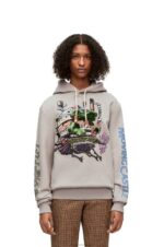 Loewe Women Moving Castle embroidered hoodie in cotton 206XF840 Grey - Image 5