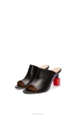 Loewe Women Nail polish mule in calfskin 206XF760 Black/Red - Image 2
