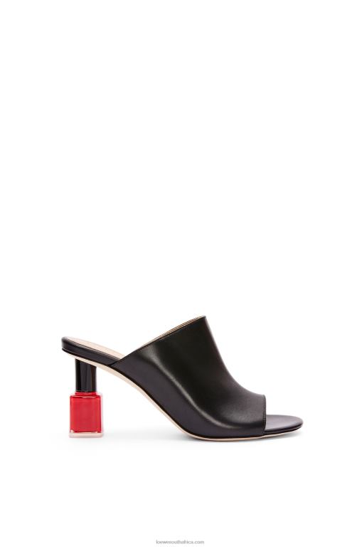 loewe_women_nail_polish_mule_in_calfskin_206xf760_black_red.jpg Loewe Women Nail polish mule in calfskin 206XF760 Black/Red - Image 1