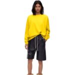 Loewe Women Oversize crew neck sweater in cashmere 206XF1002 Yellow Lemon