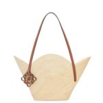 Loewe Women Petal basket bag in raffia and calfskin 206XF61 Natural/Tan