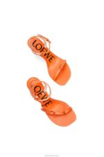 Loewe Women Petal stiletto sandal in lambskin 206XF674 Orange - Image 4