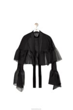 Loewe Women Pintuck top in silk organza 206XF885 Black