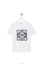 Loewe Women Pixelated Anagram regular fit T-shirt in cotton 206XF796 White/Black - Image 5