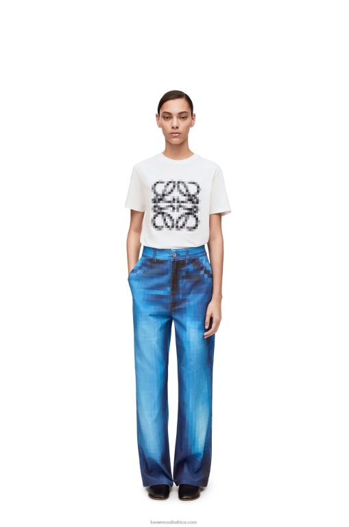 Loewe Women Pixelated Anagram regular fit T-shirt in cotton 206XF796 White/Black - Image 1