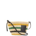 Loewe Women Pochette in striped raffia and calfskin 206XF25 Natural/Multicolor