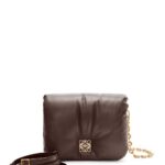 Loewe Women Puffer Goya bag in shiny nappa lambskin 206XF383 Dark Chocolate