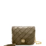 Loewe Women Puffer Goya in pleated shiny nappa lambskin 206XF382 Dark Khaki Green