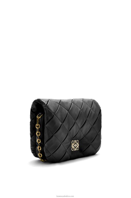 Loewe Women Puffer Goya in pleated shiny nappa lambskin 206XF384 Black - Image 4