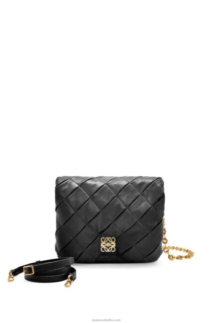 Loewe Women Puffer Goya in pleated shiny nappa lambskin 206XF384 Black
